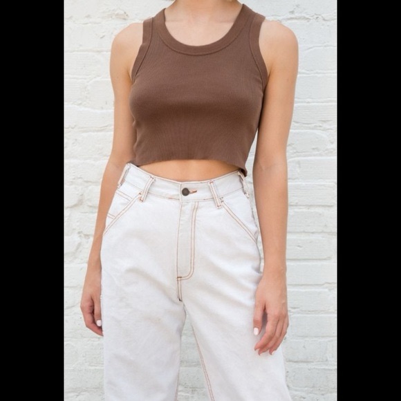 Brandy Melville Connor Brown Cropped Cotton Tank Top